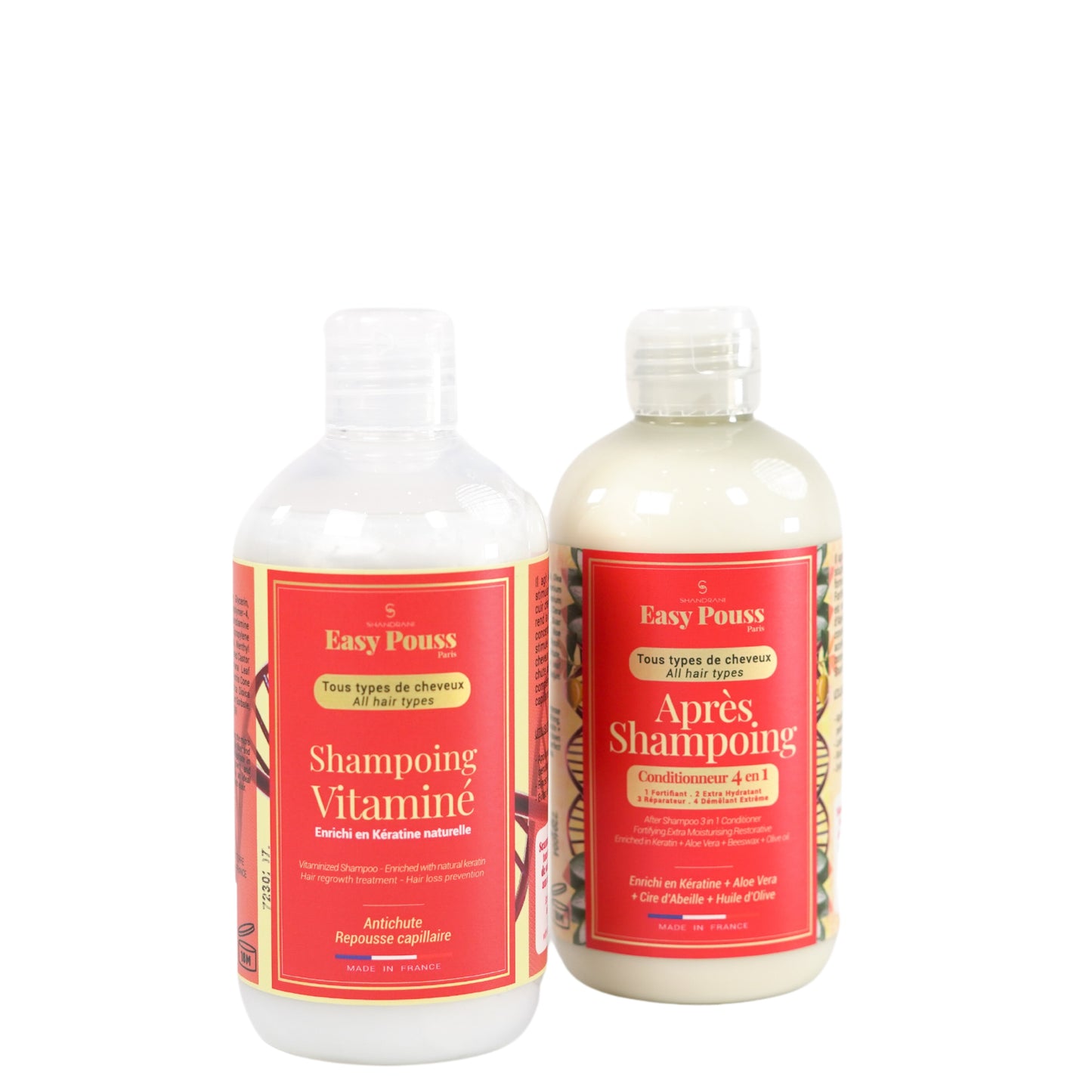 La base de toute routine capillaire : des cheveux propres et un cuir chevelu sain. ce pack contient le shampoing et l'après-shampoing de notre gamme Easy Pouss.